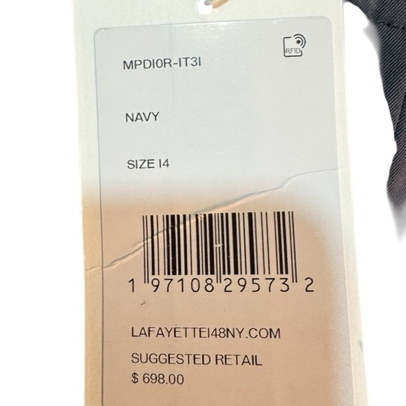 NWT Lafayette 148 New York Size 14 Seabring Wide Leg Pants Navy Sailor Button - Picture 7 of 14